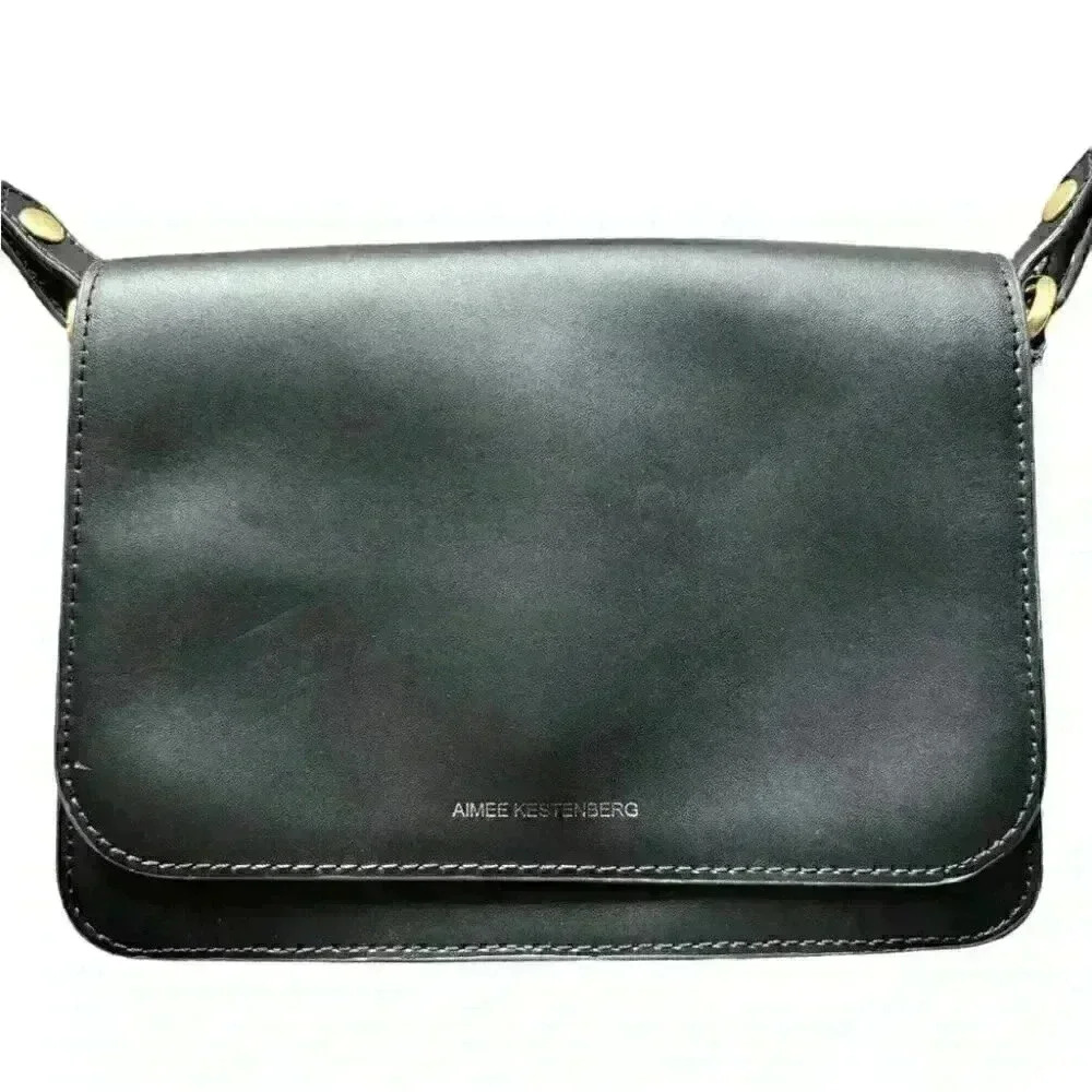 Aimee Kestenberg Collection Handbag Black with Gold Tone Metal Adjustable Strap